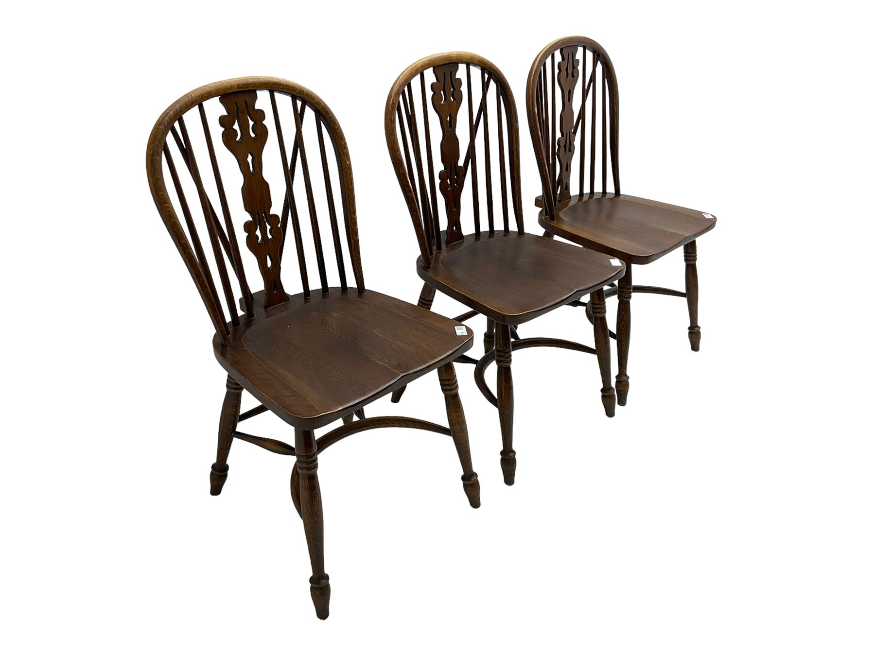Late 20th century set three oak Windsor chairs - Image 5 of 6