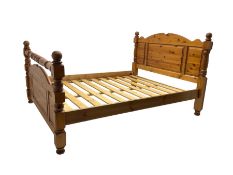 Solid polished pine 5' king-size bedstead