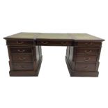 Victorian style mahogany twin pedestal partners desk