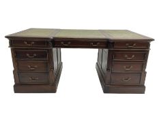 Victorian style mahogany twin pedestal partners desk