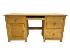 Solid ash twin pedestal desk