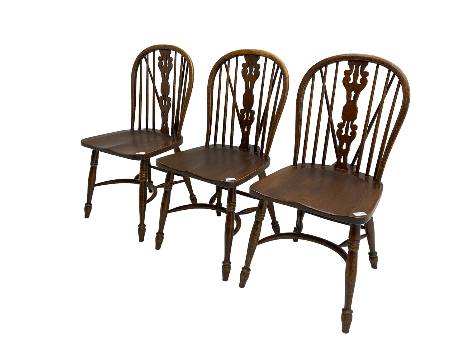 Late 20th century set three oak Windsor chairs - Image 3 of 6