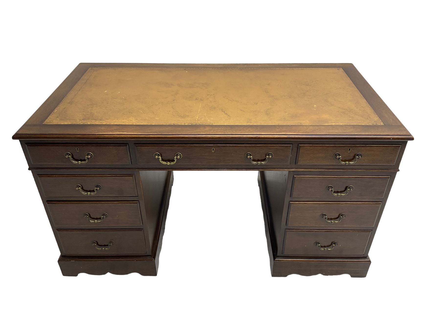 Early 20th century mahogany twin pedestal desk - Image 2 of 6