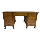 Mid-20th century walnut twin pedestal desk