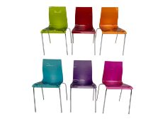 Set six multi-coloured perspex chairs