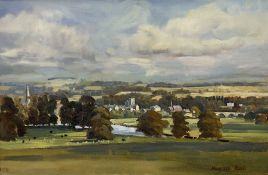 Margaret Peach (British 20th century): Landscape with View of Town