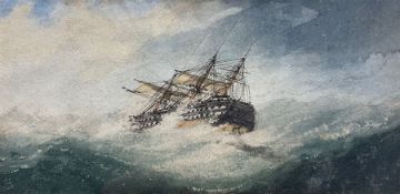 English School (19th century): Ship Floundering in High Seas