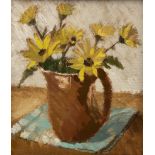 Rev CW Hopkins (British Early/Mid 20th century): Still Life of Yellow Flowers in a Jug