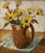 Rev CW Hopkins (British Early/Mid 20th century): Still Life of Yellow Flowers in a Jug