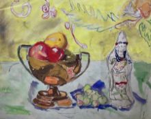 Sonia Naviasky (British 20th/21st century): Still Life of Fruit and Figure