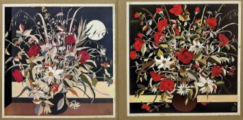 After Georg Rauch (Austrian 1924-2006): 'Moon Floral' and 'Bouquet on Black'