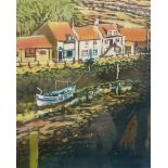 Heather Gatt (British 20th century): 'Blue Boat - Staithes'