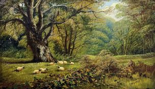 J Morris (British early 20th century): Sheep in the Shade