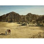 N Kendle (British 20th century): Camel in a Desert Landscape