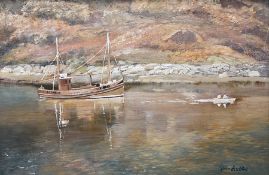 John Heseltine (British 1923-2016): Boat at Anchor in Sunny Bay