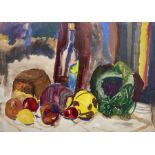 Sonia Naviasky (British 20th/21st century): Still Life of Vegetables and Wine