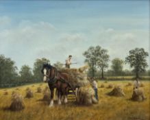Reginald (Reg) Thomas Charles Brown (British 1921-): Harvest Scene