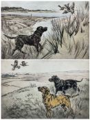 Henry Wilkinson (British 1921-2011): Labradors Chasing Pheasants