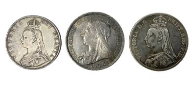 Two Queen Victoria crowns dated 1893