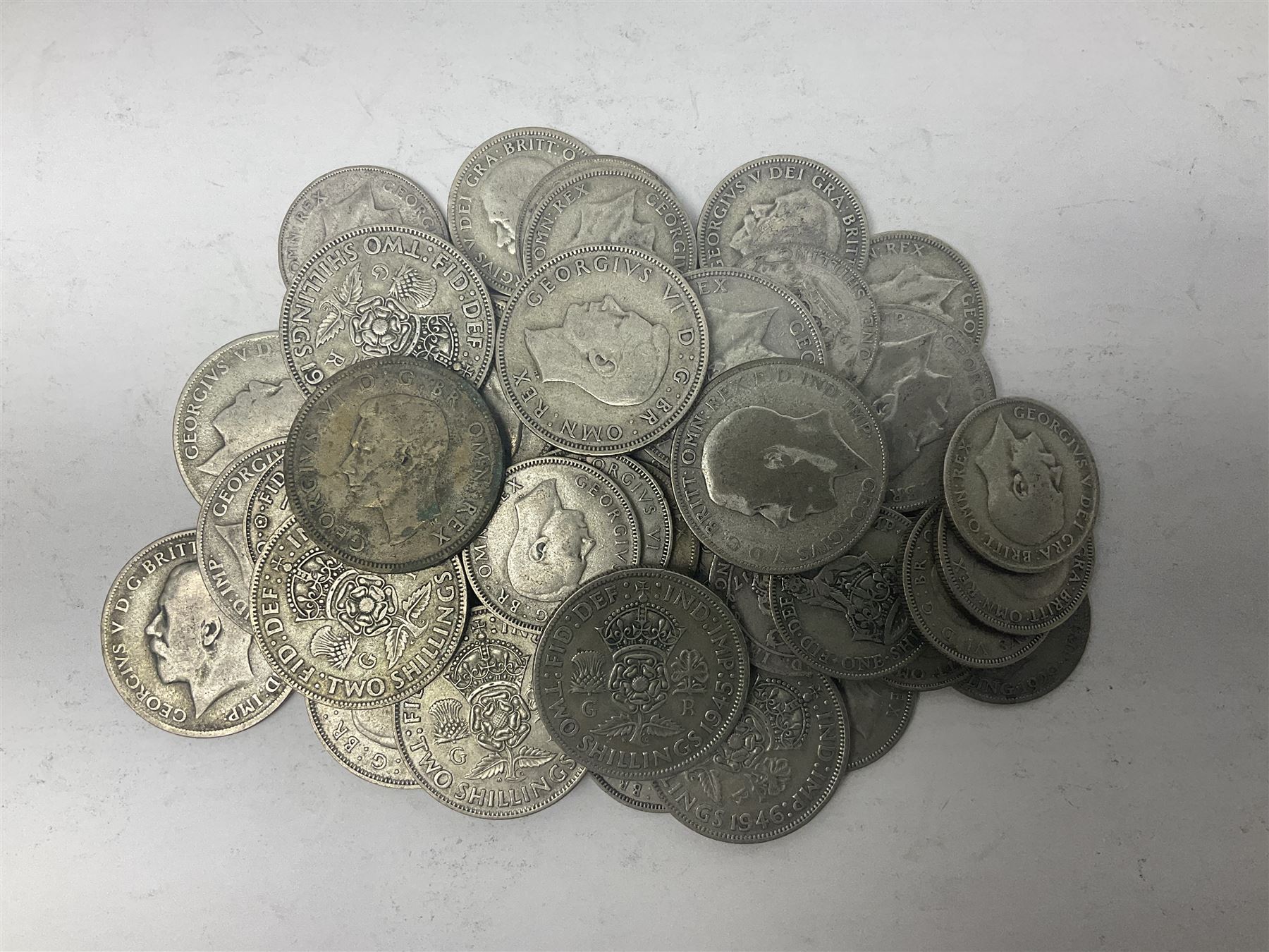 Approximately 325 grams of Great British pre-1947 shillings and florins - Image 2 of 3