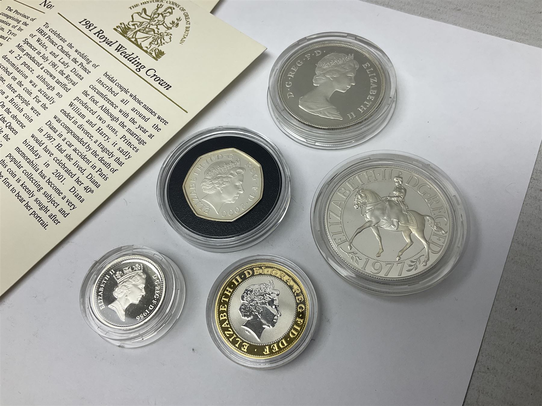 Five Queen Elizabeth II silver commemorative coins comprising 1977 Silver Jubilee crown - Image 2 of 6