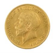 King George V 1911 gold half sovereign coin