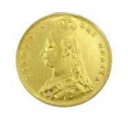 Queen Victoria 1887 gold shield back half sovereign coin