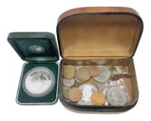 Coins including Queen Elizabeth II Australia 2000 two ounce fine silver coin cased