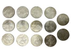 Fourteen Austria silver 100 Schilling coins