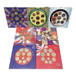 Seven The Royal Mint United Kingdom brilliant uncirculated coin collections