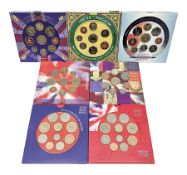 Seven The Royal Mint United Kingdom brilliant uncirculated coin collections