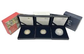 Three The Royal Mint United Kingdom silver proof coins