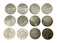 Twelve Austria silver 50 Schilling coins