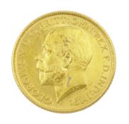 King George V 1911 gold half sovereign coin