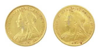 Two Queen Victoria 1900 gold half sovereign coins