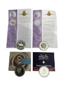 Four Queen Elizabeth II United Kingdom silver proof commemorative crown coins