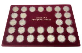 Queen Elizabeth II United Kingdom London 2012 Olympic commemorative fifty pence collection comprisin