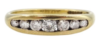 9ct gold channel set seven stone graduating diamond ring