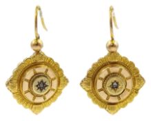 Pair of Victorian 15ct gold Etruscan revival pendant earrings