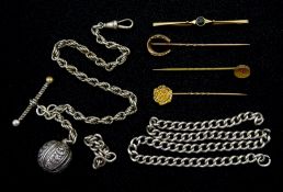 Early 20th century silver Albertina watch chain
