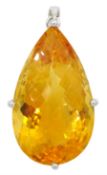 18ct white gold large pear shaped citrine pendant