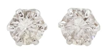 Pair of 18ct white gold round brilliant cut diamond stud earrings