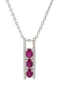 18ct white gold ruby and diamond pendant