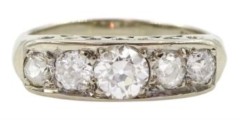 White gold five stone diamond ring