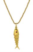 9ct gold articulated fish pendant by Georg Jensen Ltd
