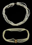 Three strand cultured pearl choker necklace