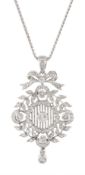 18ct white gold round brilliant cut diamond openwork pendant