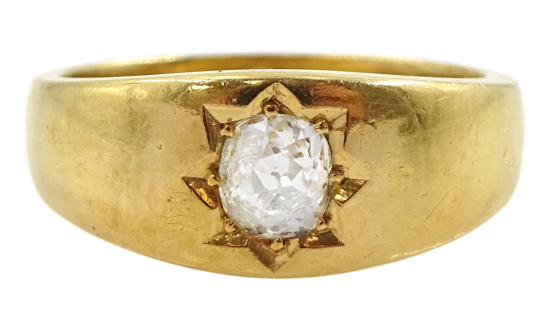 Early 20th century 18ct gold gypsy set single stone old cut diamond ring