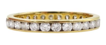 18ct gold channel set round brilliant cut diamond full eternity ring