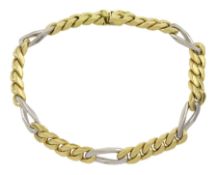 White and yellow gold Figaro link bracelet